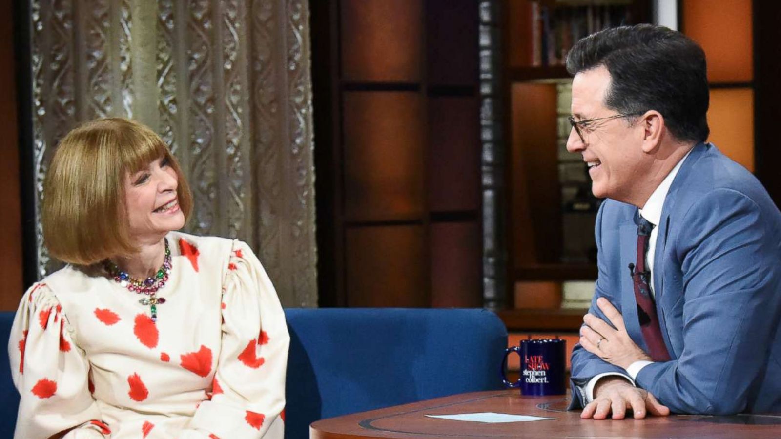 PHOTO: The Late Show with Stephen Colbert and guest Anna Wintour during Wednesday's May 9, 2018 show.