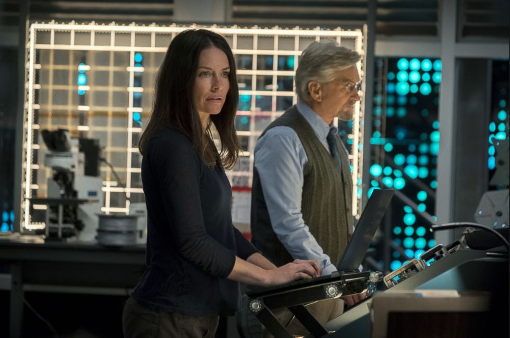 PHOTO: Evangeline Lilly and Michael Douglas in a scene from "Ant-Man and the Wasp."