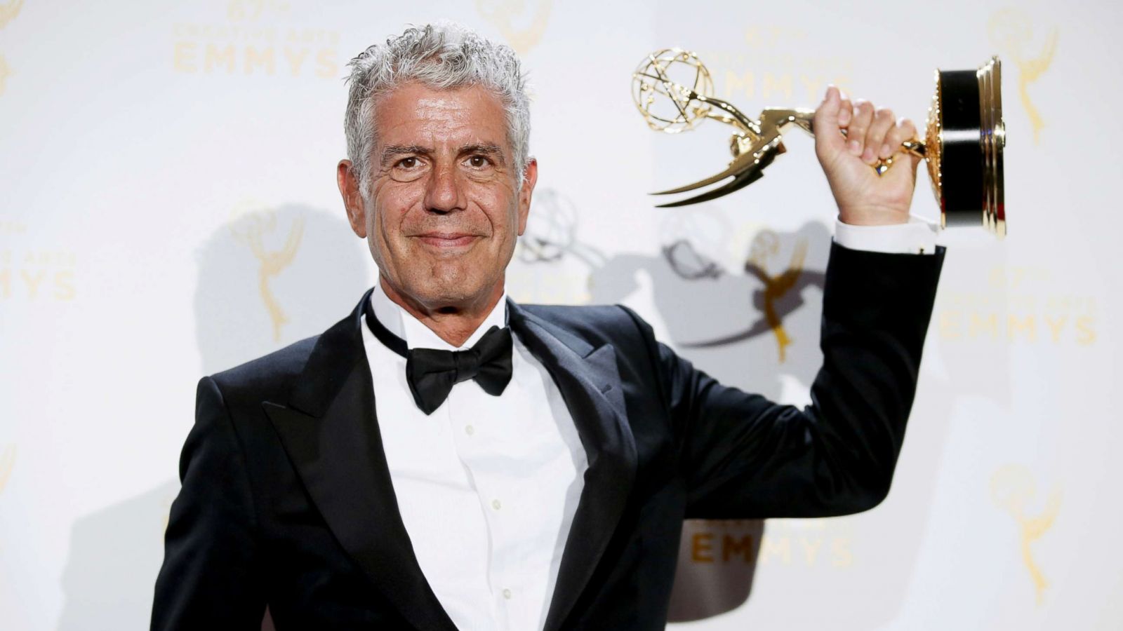 PHOTO: Anthony Bourdain poses with the outstanding informational series or special award for "Anthony Bourdain Parts Unknown" backstage at the 2015 Creative Arts Emmy Awards in Los Angeles in this Sept. 12, 2015 file photo.