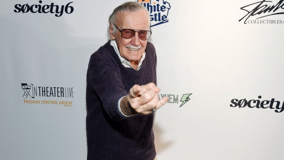 In this Aug. 22, 2017, file photo, comic book writer Stan Lee strikes a "Spider-Man" pose at the "Extraordinary: Stan Lee" tribute event at the Saban Theatre in Beverly Hills, Calif.