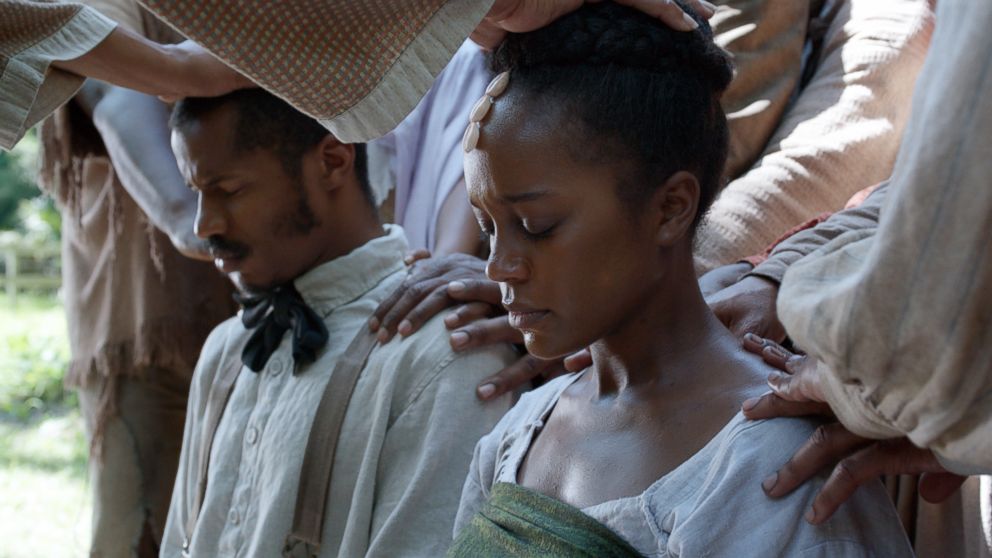 Nate Parker as Nat Turner and Aja Naomi King as Cherry in a scene from, "The Birth of a Nation," in theaters on Oct. 7.