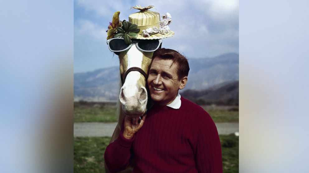 Actor Alan Young poses with the "Mister Ed," horse, March 22, 1962.