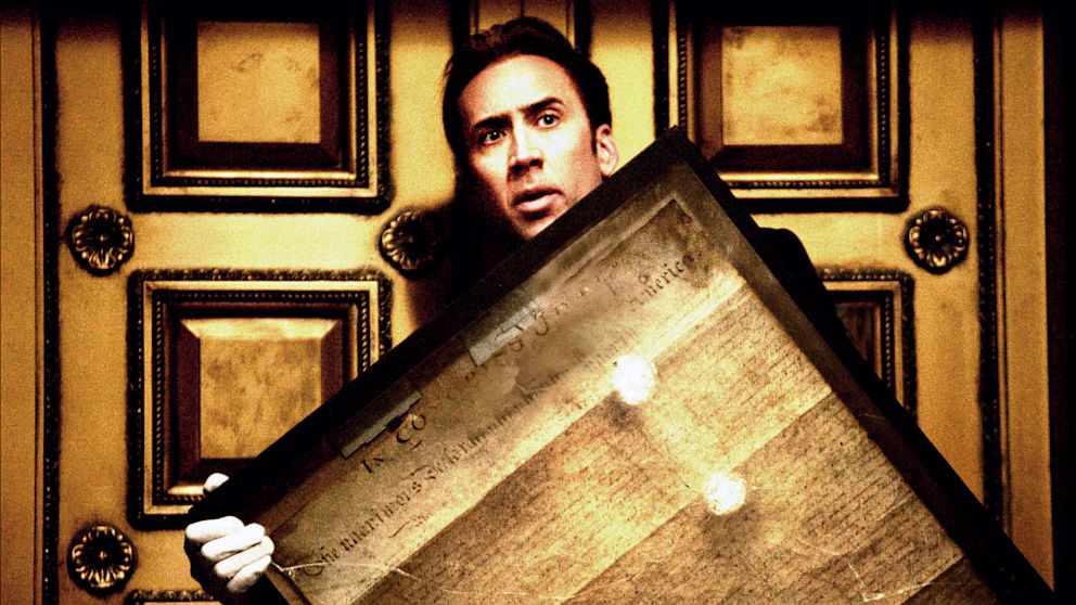Ben Gates (Nicolas Cage) steals the Declaration of Independence in order to uncover the final clues leading to the treasure his family has chased for generations in "National Treasure."