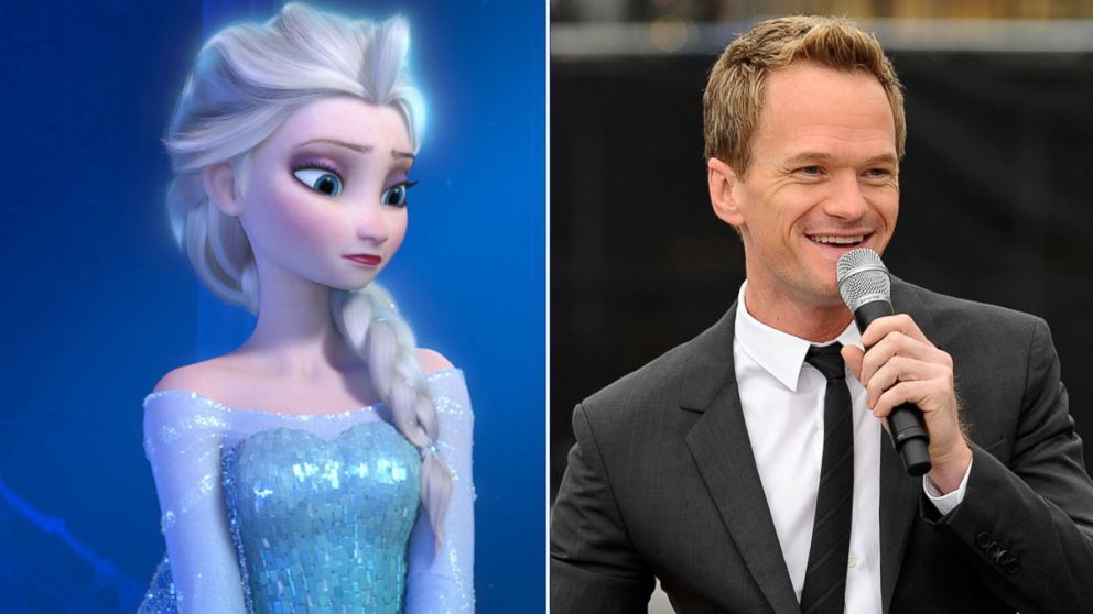 Disney's Elsa the Snow Queen, left, and Neil Patrick Harris, seen in this Sept. 18, 2013 file photo during the 65th Emmy Awards in Los Angeles.