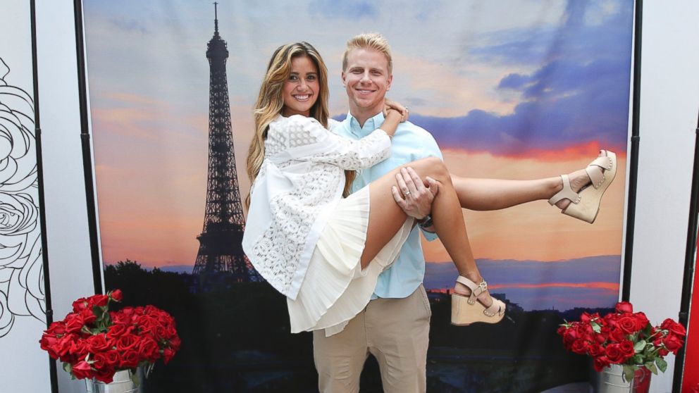 "The Bachelor" season 17 stars Sean and Catherine Lowe attend the ProFlowers Romance Month event in Times Square, Aug. 5, 2014, in New York.