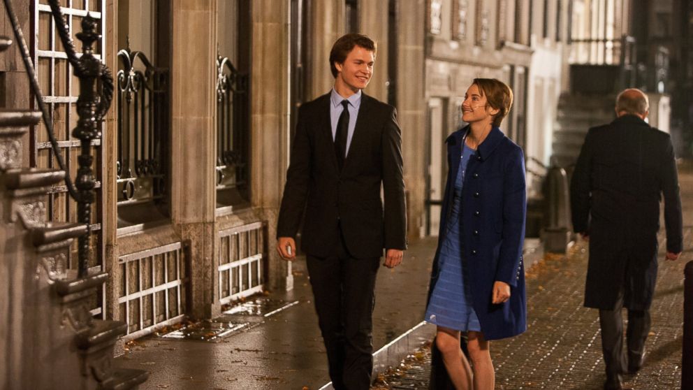 This image released by 20th Century Fox shows Ansel Elgort, left, and Shailene Woodley appear in a scene from "The Fault In Our Stars." 