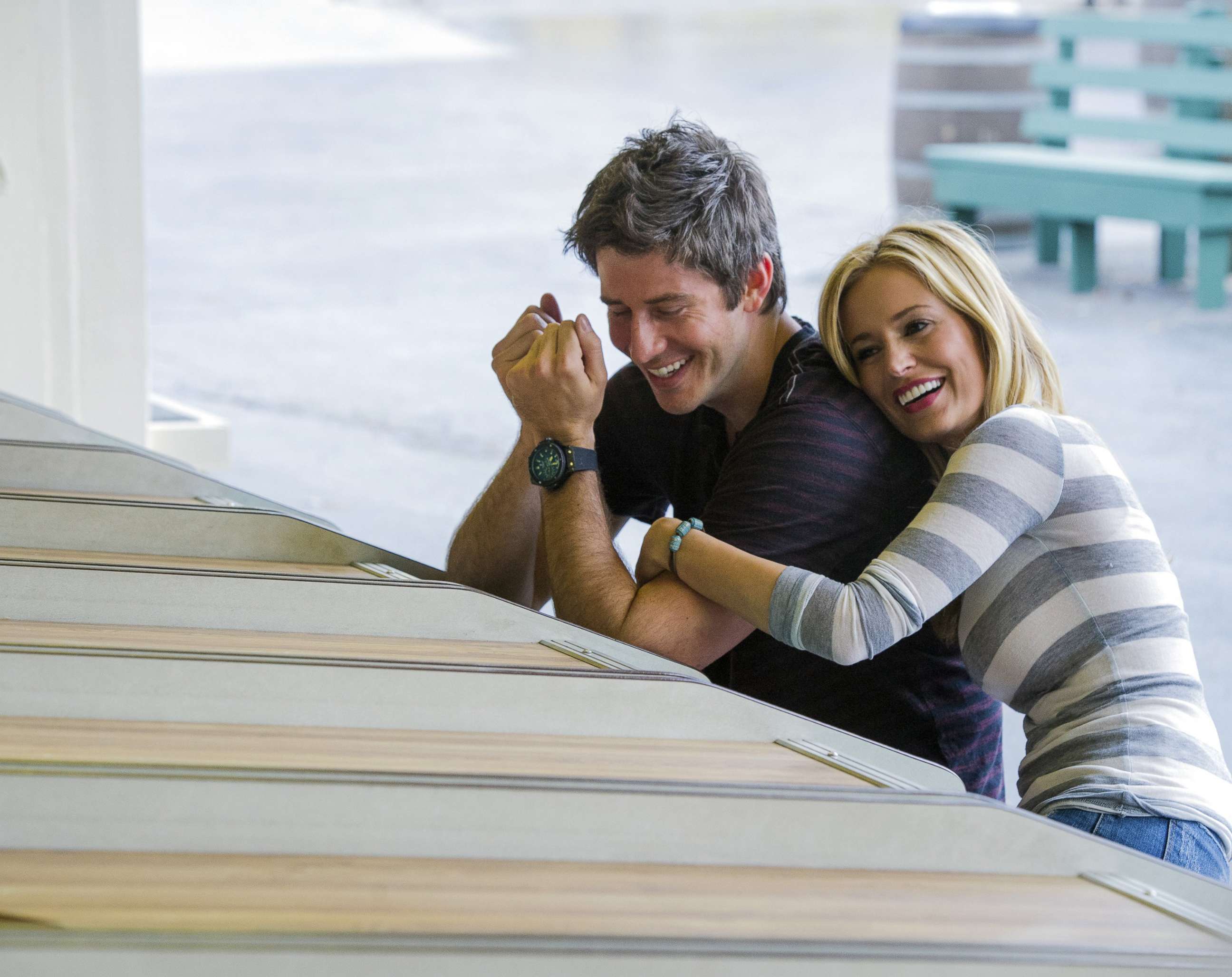 PHOTO: Emily Maynard and Arie Luyendyk Jr. in a scene from the "Bachelorette" in 2012.