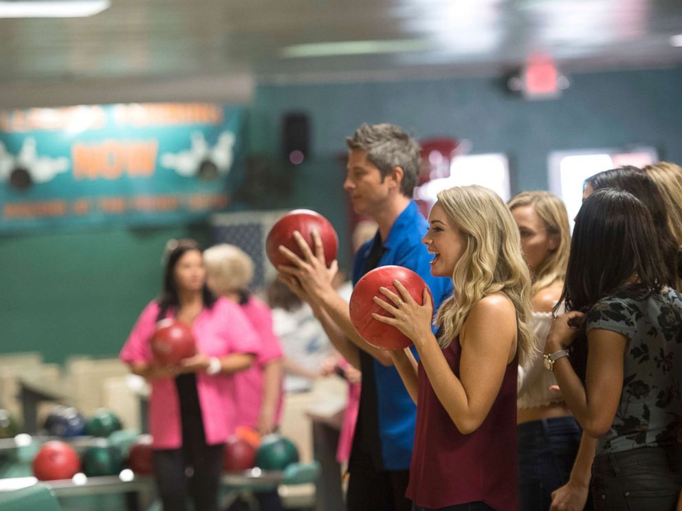 PHOTO: Arie Luyendyk Jr. and Jenna during a competitive day of bowling with the winner going to a private after-party, on The Bachelor, Jan. 29, 2018, on The ABC Television Network.