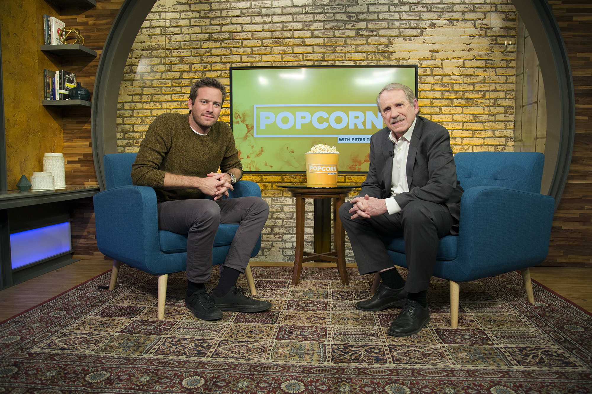 PHOTO: Armie Hammer appears on "Popcorn with Peter Travers" at ABC News studios, Jan. 3, 2018, in New York City.