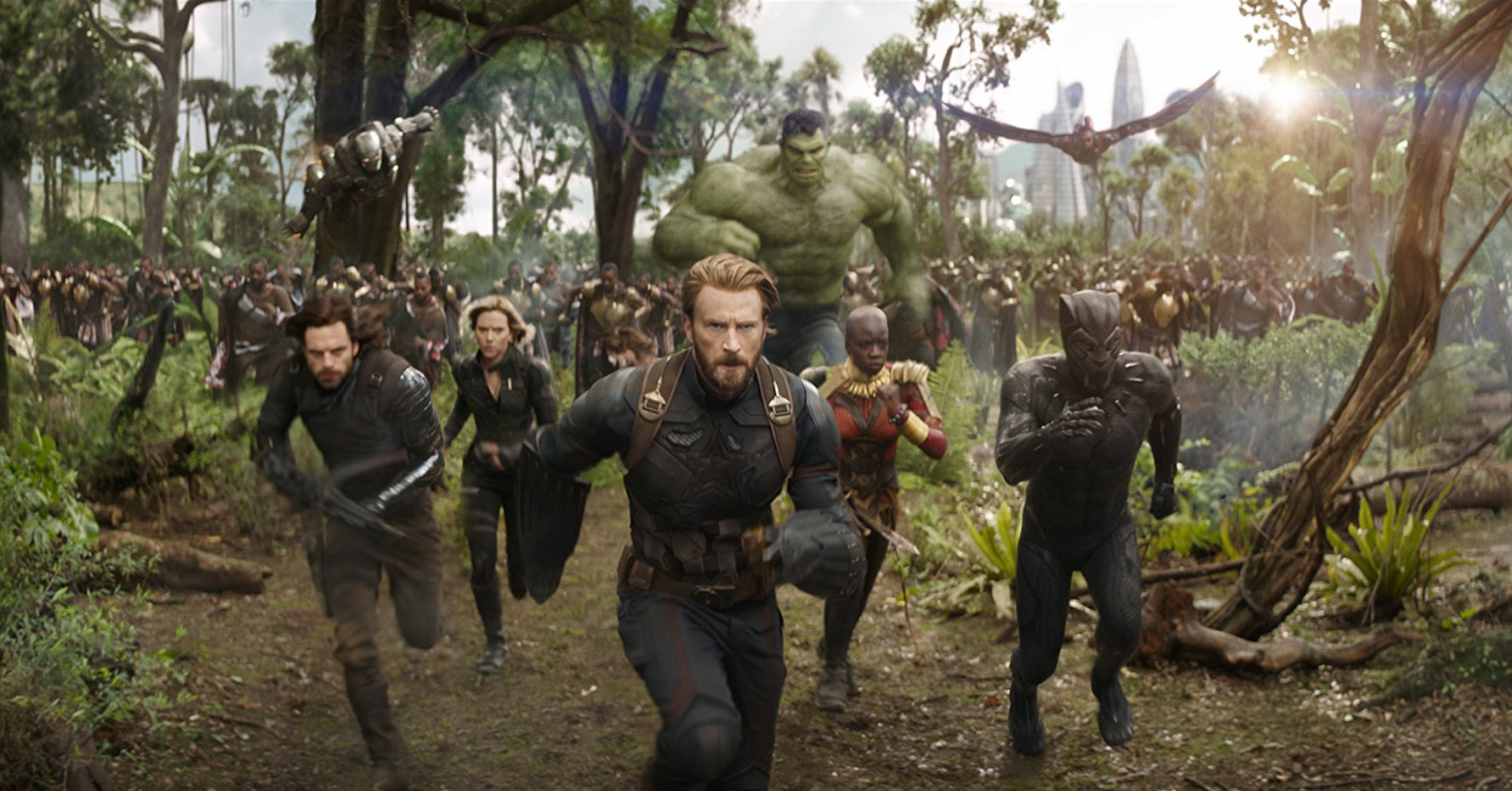 PHOTO: Don Cheadle, Chris Evans, Scarlett Johansson, Mark Ruffalo, Anthony Mackie, Chadwick Boseman, Sebastian Stan and Danai Gurira in "Avengers: Infinity War."