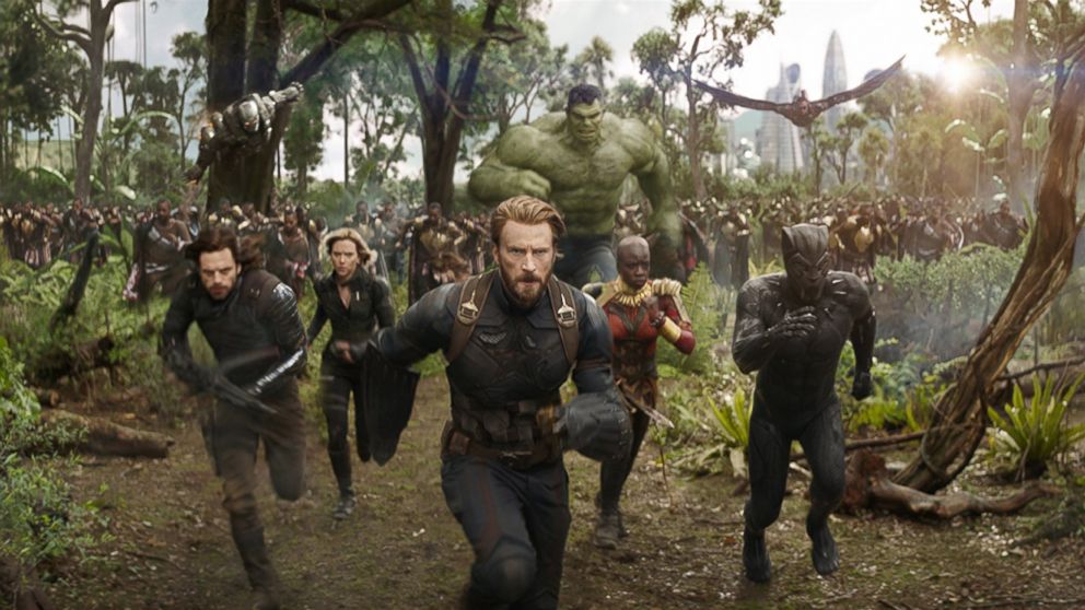 PHOTO: Don Cheadle, Chris Evans, Scarlett Johansson, Mark Ruffalo, Anthony Mackie, Chadwick Boseman, Sebastian Stan and Danai Gurira in "Avengers: Infinity War."