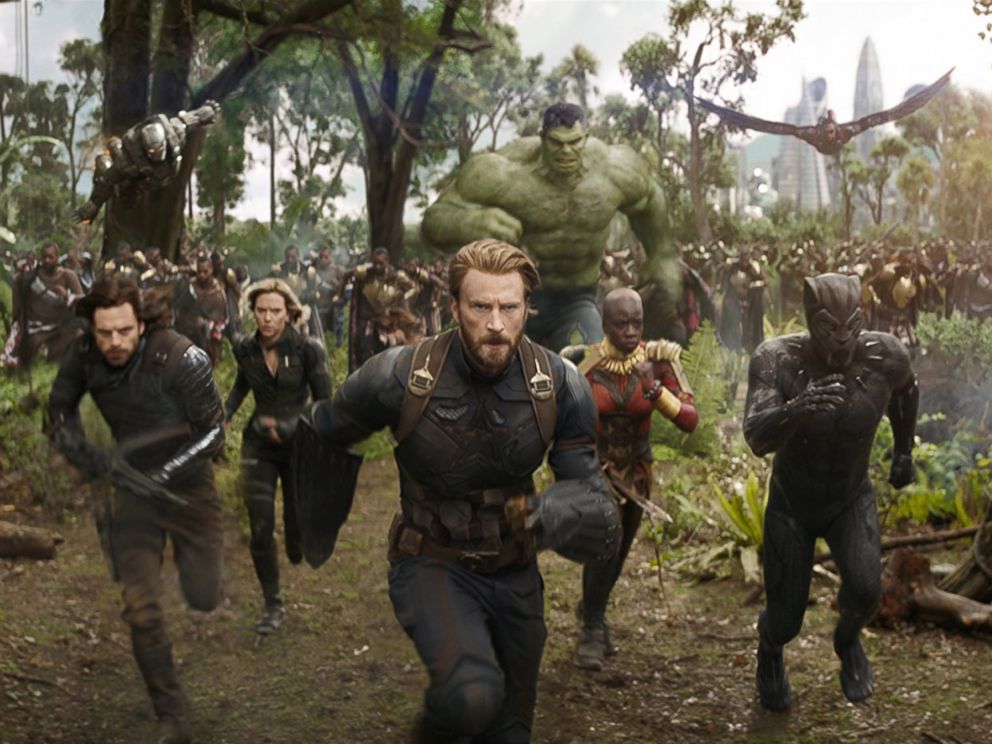 PHOTO: Don Cheadle, Chris Evans, Scarlett Johansson, Mark Ruffalo, Anthony Mackie, Chadwick Boseman, Sebastian Stan and Danai Gurira in Avengers: Infinity War.