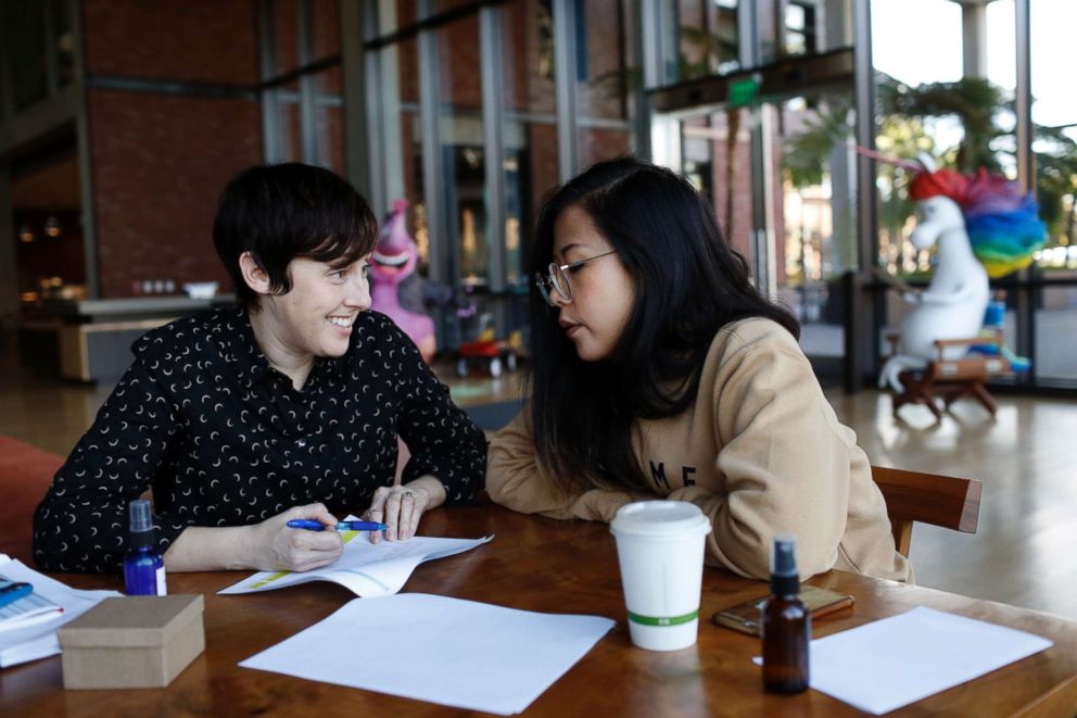 PHOTO: Domee Shi working on pre-production for her short film "Bao."