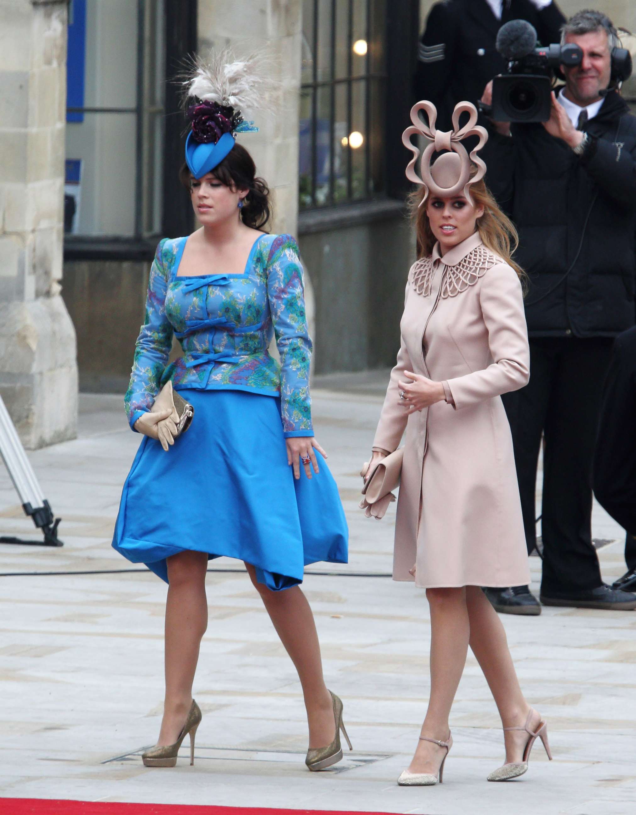 PHOTO: Princess Beatrice of York and Princess Eugenie of York arrive at the wedding of Prince William to Catherine Middleton at Westminster Abbey on April 29, 2011 in London.
