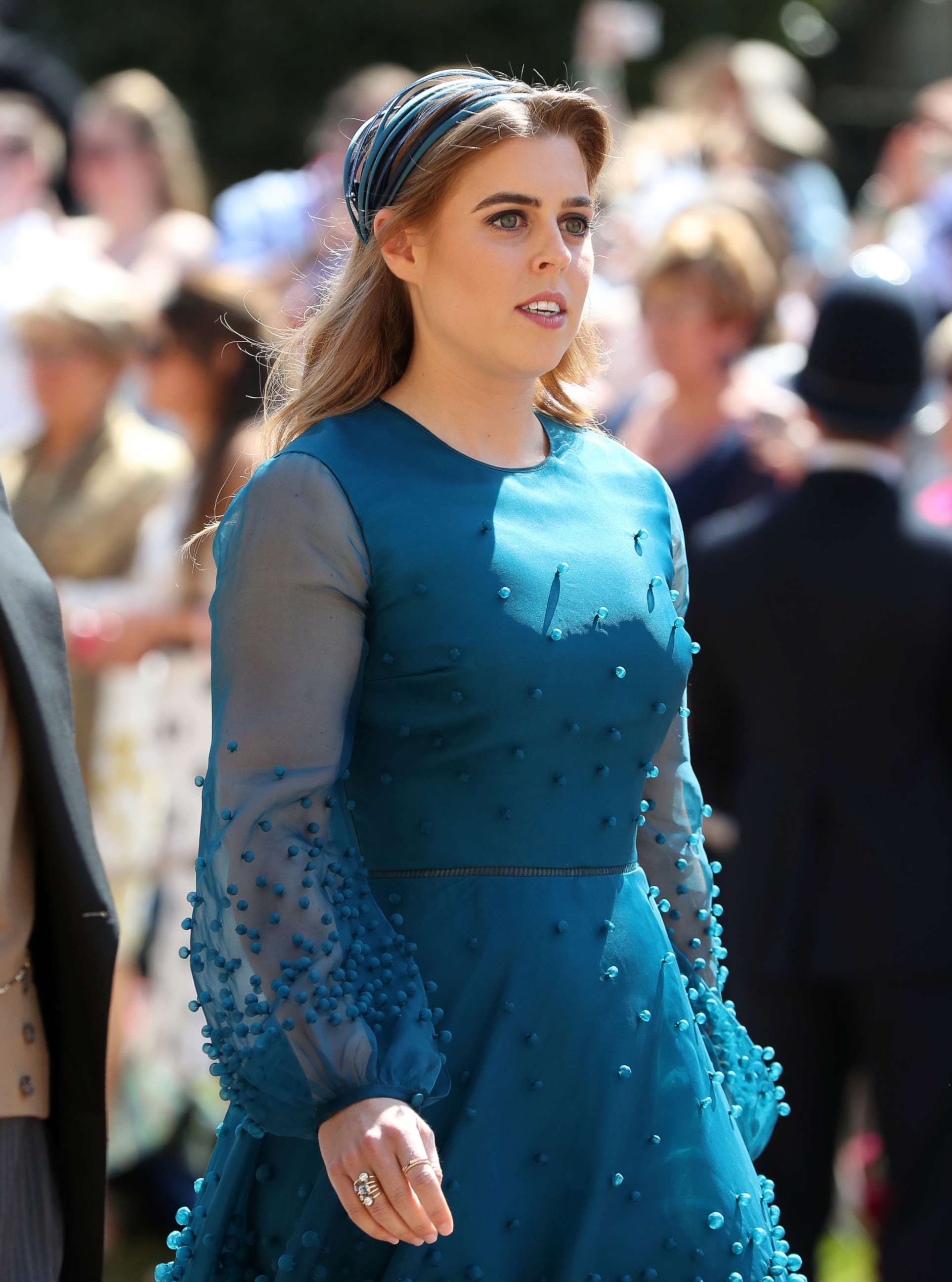 PHOTO: Princess Beatrice arrives at St George's Chapel at Windsor Castle before the wedding of Prince Harry to Meghan Markle, May 19, 2018 in Windsor, England. 