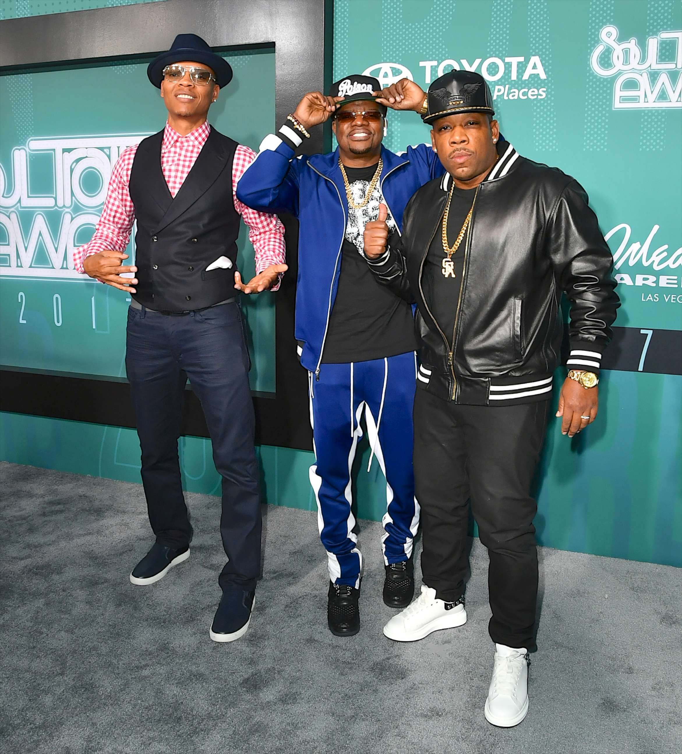 PHOTO: (L-R) Ronnie DeVoe, Ricky Bell and Michael Bivins of Bell Biv DeVoe attend the 2017 Soul Train Music Awards at the Orleans Arena on Nov. 5, 2017 in Las Vegas, Nevada. 