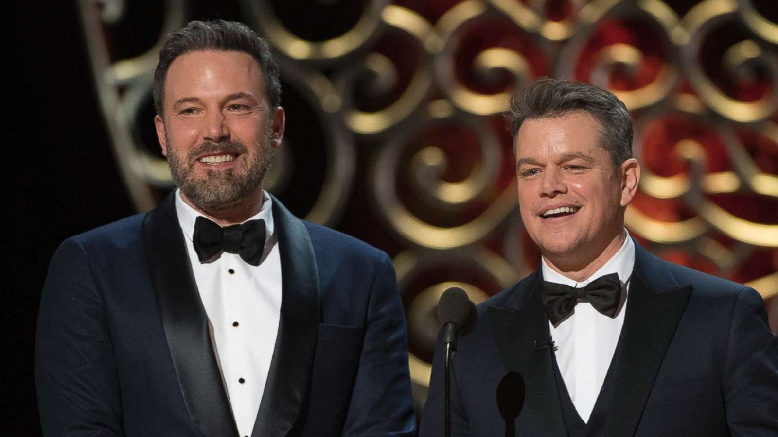 PHOTO: Ben Affleck and Matt Damon appear on the 89th Academy Awards ceremony, Feb. 26, 2017.