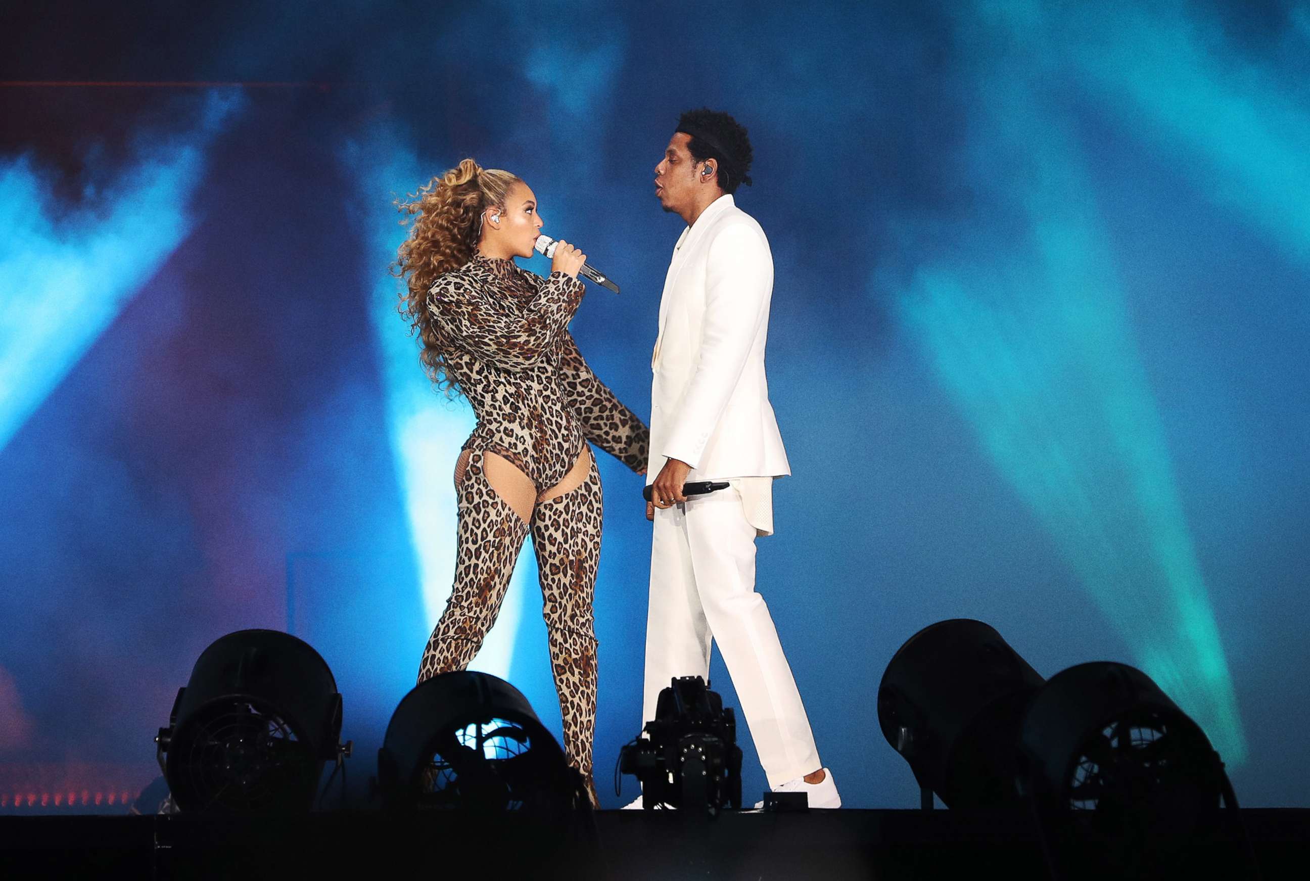 PHOTO: Beyonce and Jay-Z perform during their 'On The Run II Tour' in Copenhagen, Denmark, June 23, 2018. 