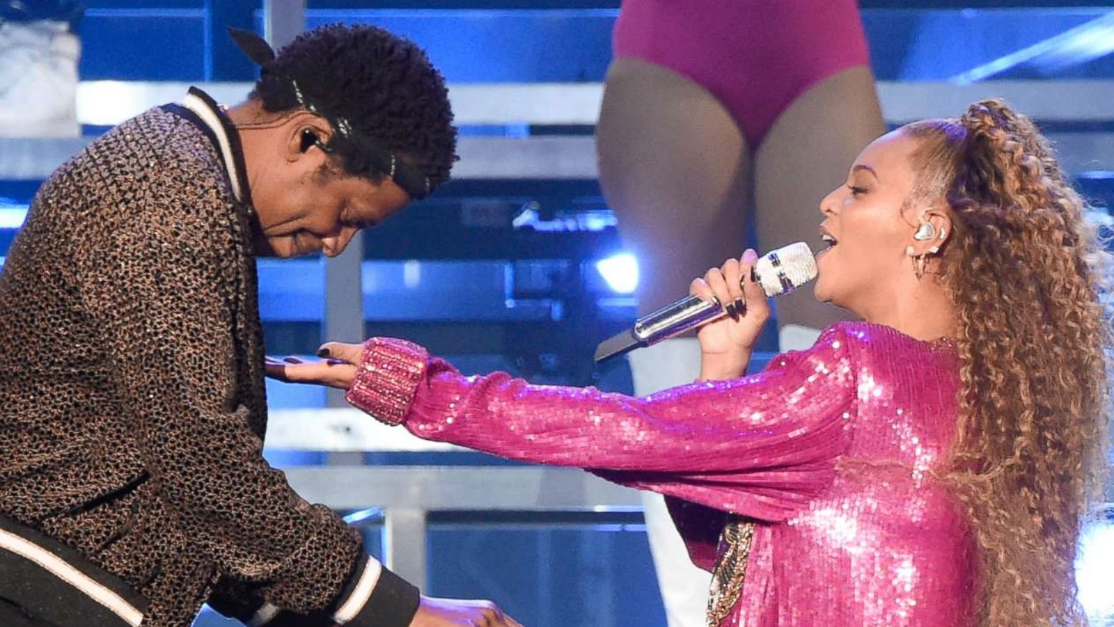 PHOTO: Jay-Z and Beyonce perform onstage during the 2018 Coachella Valley Music And Arts Festival at the Empire Polo Field, April 21, 2018, in Indio, Calif.