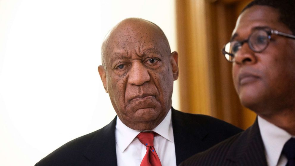 PHOTO: Actor and comedian Bill Cosby reacts while being notified a verdict was in in his sexual assault retrial, April, 26, 2018, at the Montgomery County Courthouse in Norristown, Pa.