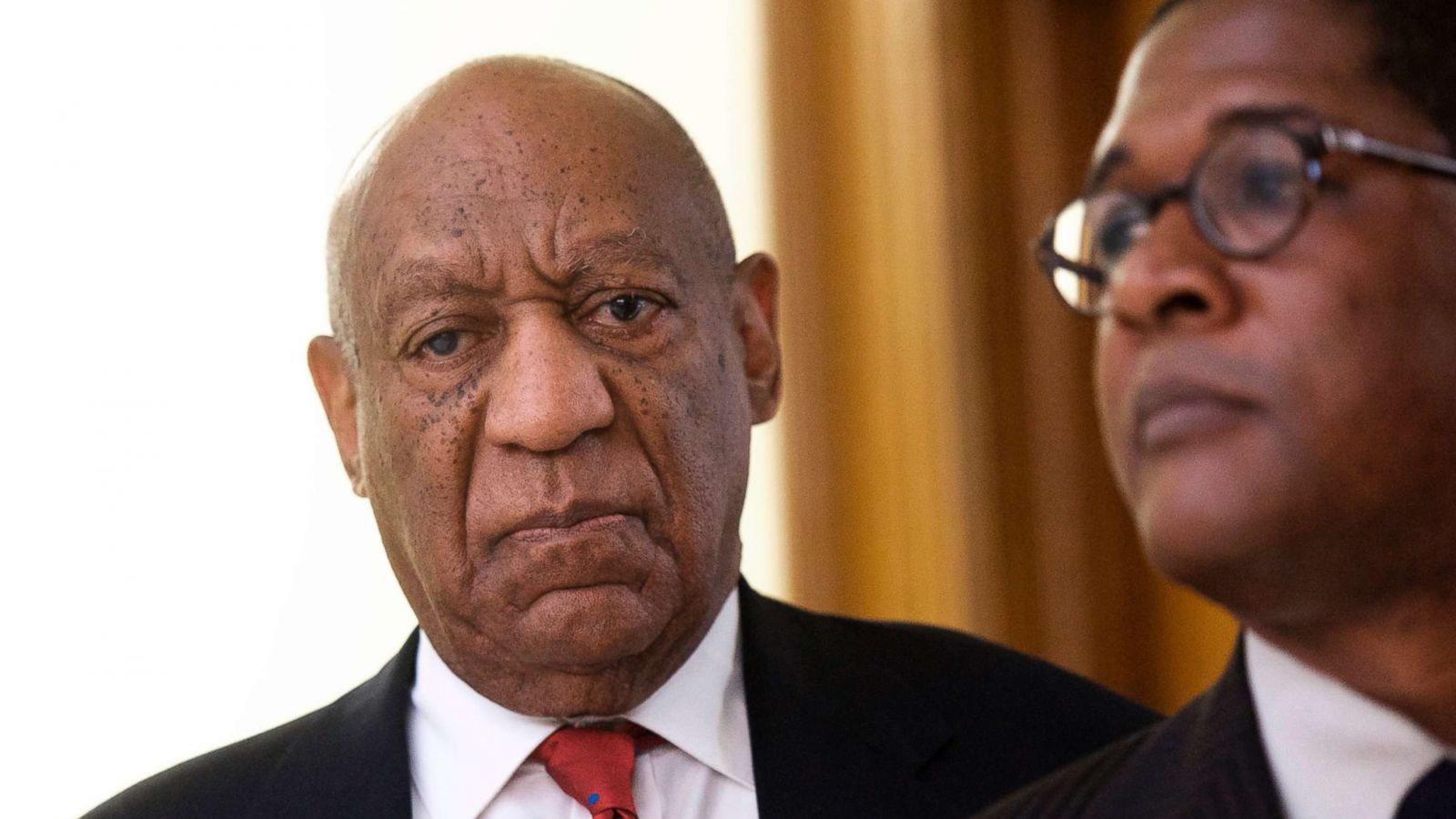 PHOTO: Actor and comedian Bill Cosby reacts while being notified a verdict was in in his sexual assault retrial, April, 26, 2018, at the Montgomery County Courthouse in Norristown, Pa.