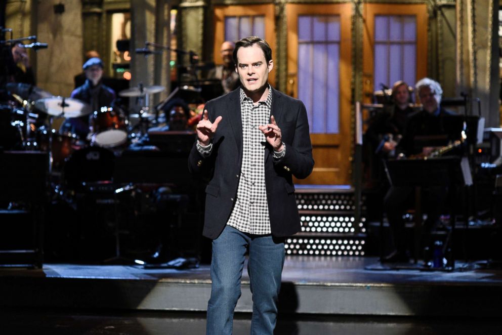PHOTO: Bill Hader gives his opening monologue during "Saturday Night Live," March 17, 2018.