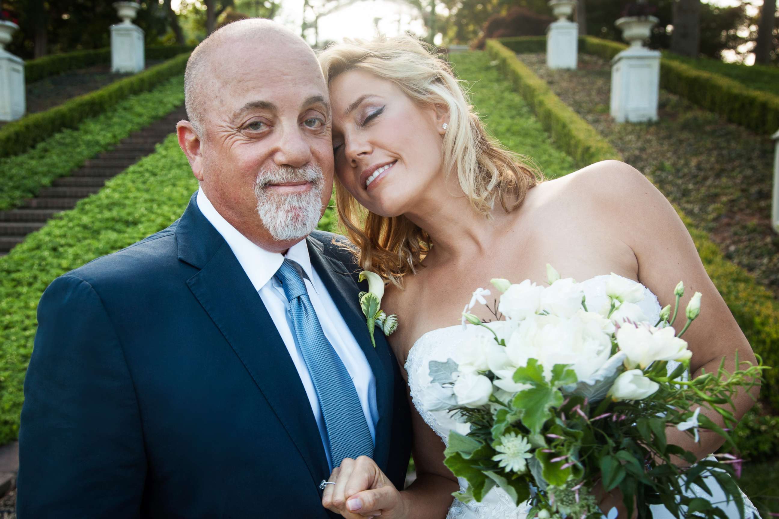 PHOTO: Billy Joel and Alexis Roderick pose for a photo on their wedding day, July 4, 2015 in Long Island, New York.