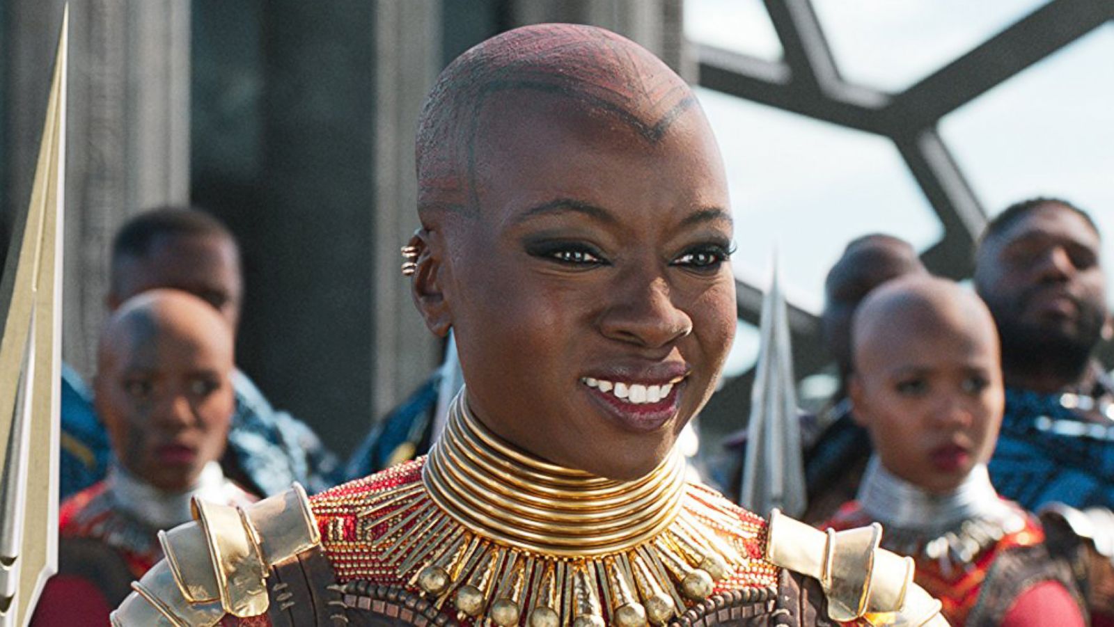 PHOTO: Florence Kasumba and Danai Gurira in a scene from "Black Panther," 2018.