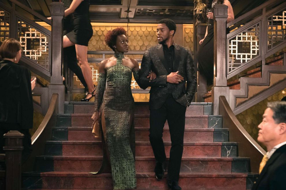 PHOTO: Lupita Nyong'o and Chadwick Boseman in a scene from the movie "Black Panther."