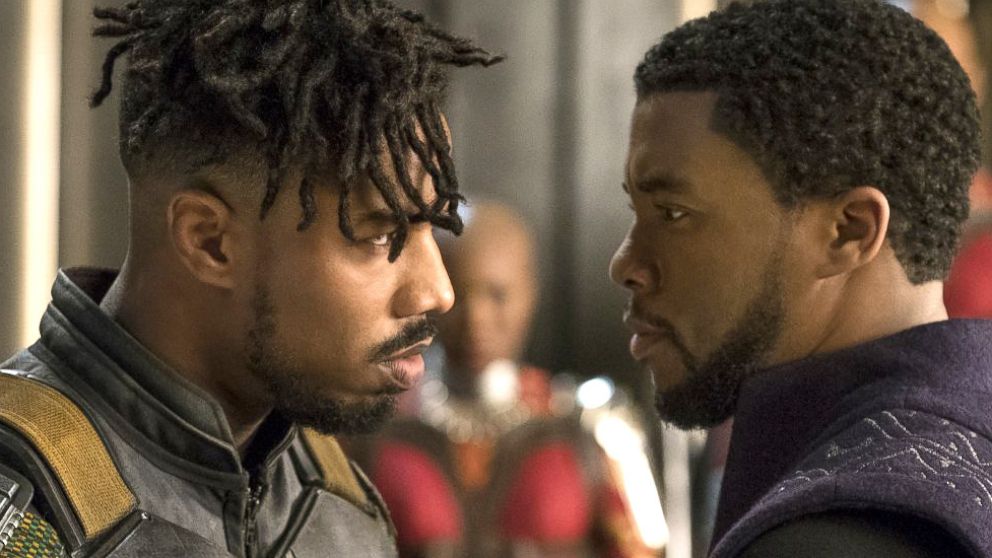 PHOTO: Michael B. Jordan and Chadwick Boseman in "Black Panther," 2018.