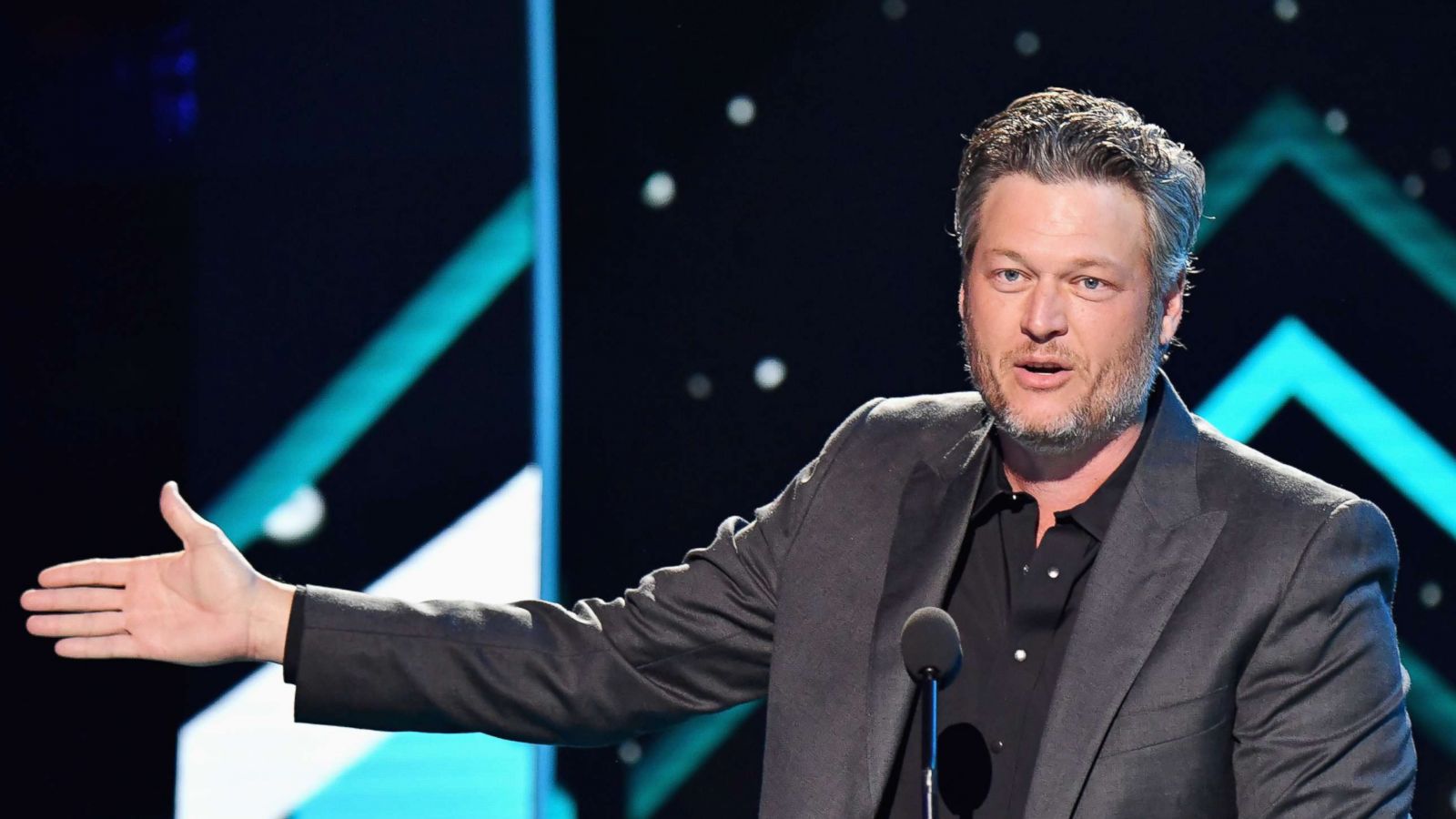 PHOTO: Blake Shelton speaks onstage at the 2018 CMT Music Awards at Bridgestone Arena, June 6, 2018, in Nashville, Tenn.