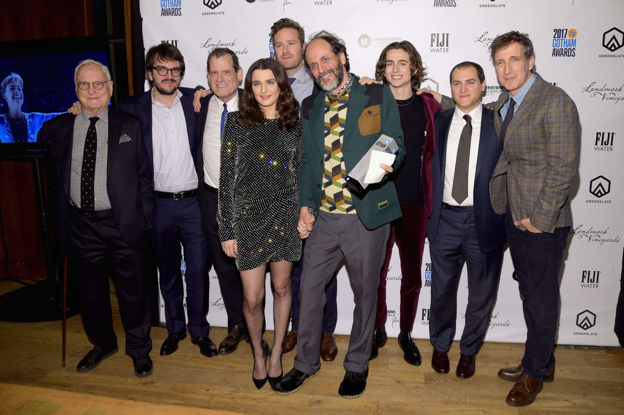 PHOTO: Rachel Weisz, Director, Luca Guadagnino and the cast of Call Me by Your Name pose during The 2017 IFP Gotham Independent Film Awards, Nov. 27, 2017 in New York City. 