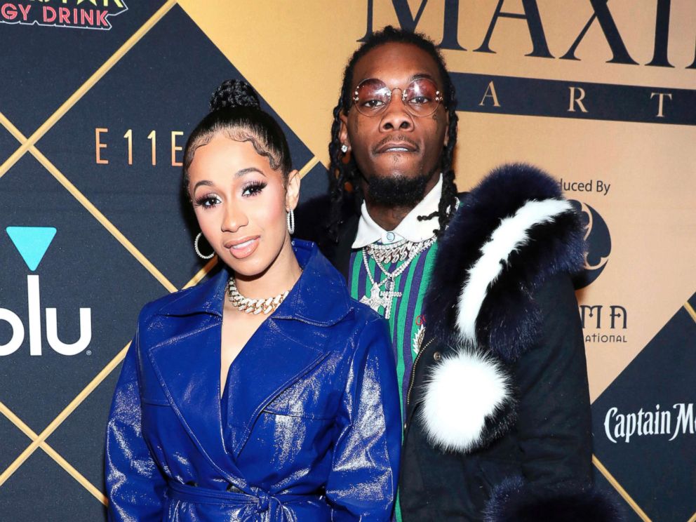 PHOTO: Cardi B, left, and Offset arrive at the Maxim Super Bowl Party in Minneapolis, Feb. 3, 2018.