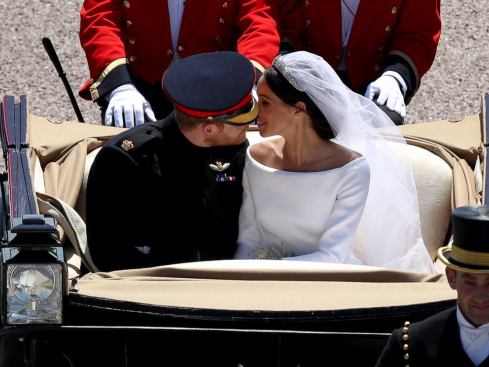 PHOTO: Prince Harry and Meghan Markle ride in an Ascot Landau along the Long Walk after their wedding at St George's Chapel, Windsor Castle, Windsor, May 19, 2018.