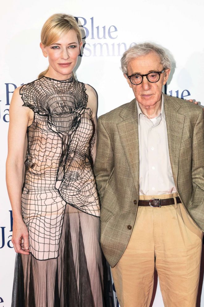 PHOTO: Cate Blanchett and Woody Allen attend the Paris premiere of "Blue Jasmine" on Aug, 27, 2013, in Paris.