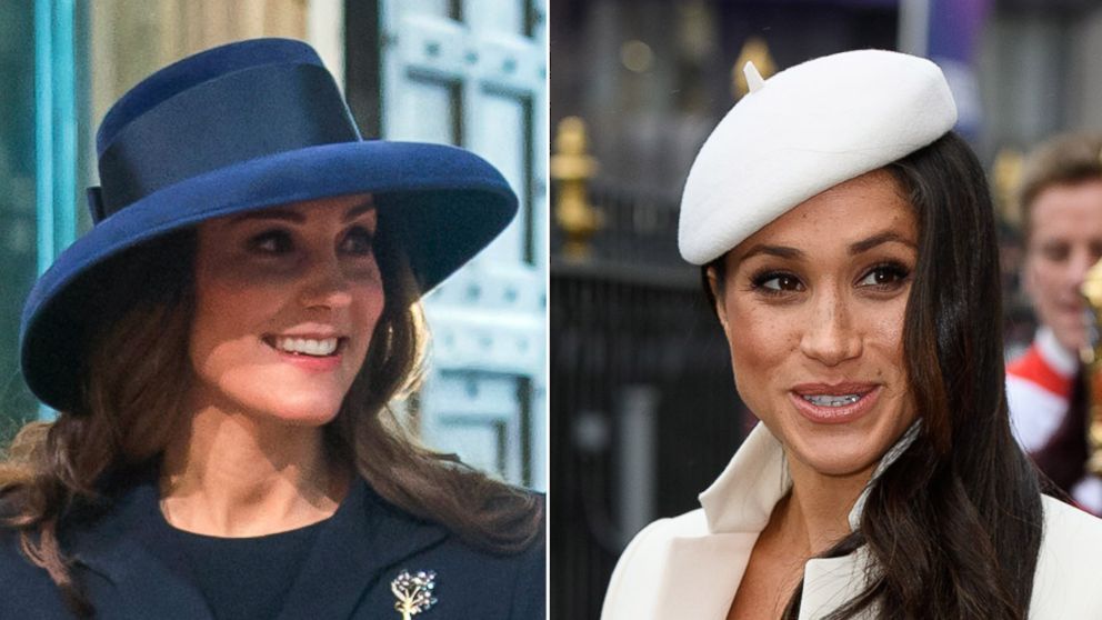 PHOTO: Catherine, Duchess of Cambridge, and Meghan Markle arrive attend the Commonwealth Service at Westminster Abbey, London, March 12, 2018.