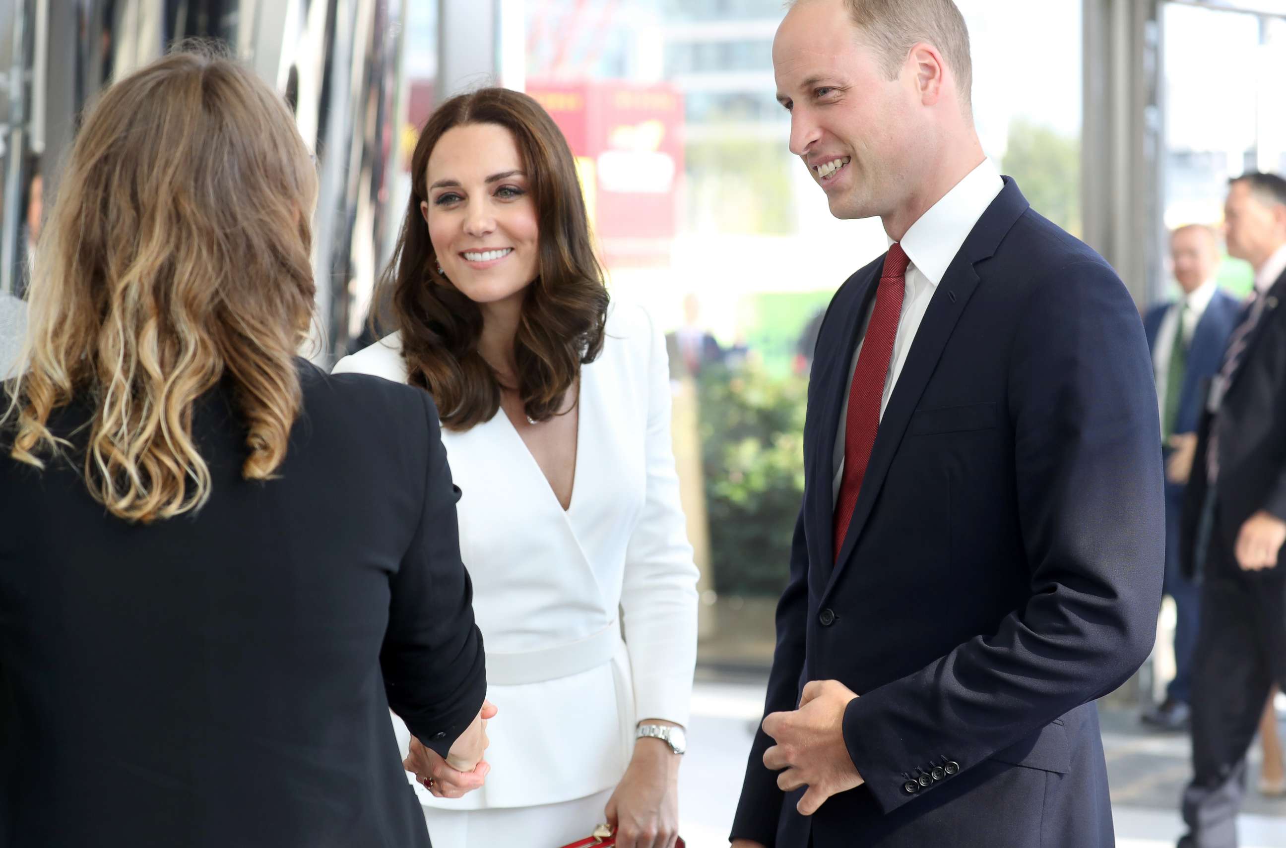PHOTO: Catherine, Duchess of Cambridge and Prince William arrive to meet young entrepreneurs during a reception at the Heart, Spire Building on day 1 of their official visit to Poland on July 17, 2017 in Warsaw, Poland.