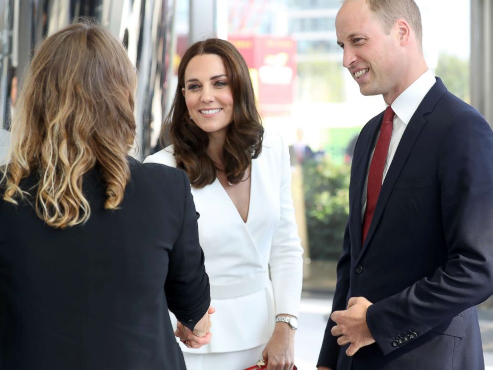 PHOTO: Catherine, Duchess of Cambridge and Prince William arrive to meet young entrepreneurs during a reception at the Heart, Spire Building on day 1 of their official visit to Poland on July 17, 2017 in Warsaw, Poland.