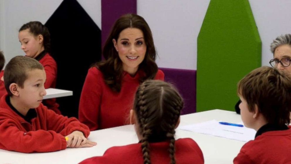 PHOTO: Kate Middleton takes part in a feedback session with young children from The Friars Primary School during a visit to Manchester, U.K. for the Children’s Global Media Summit, Dec. 6, 2017.