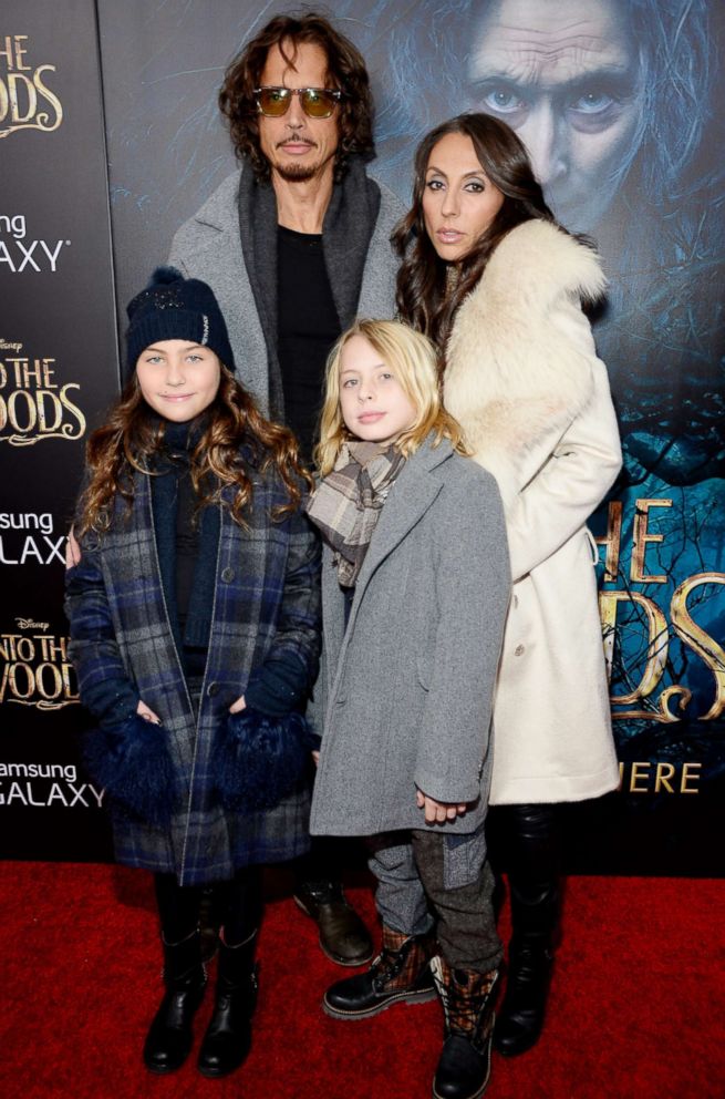 PHOTO: Chris Cornell and Vicky Karayiannis and their children attend the world premiere of "Into the Woods" at the on Dec. 8, 2014, in New York City.