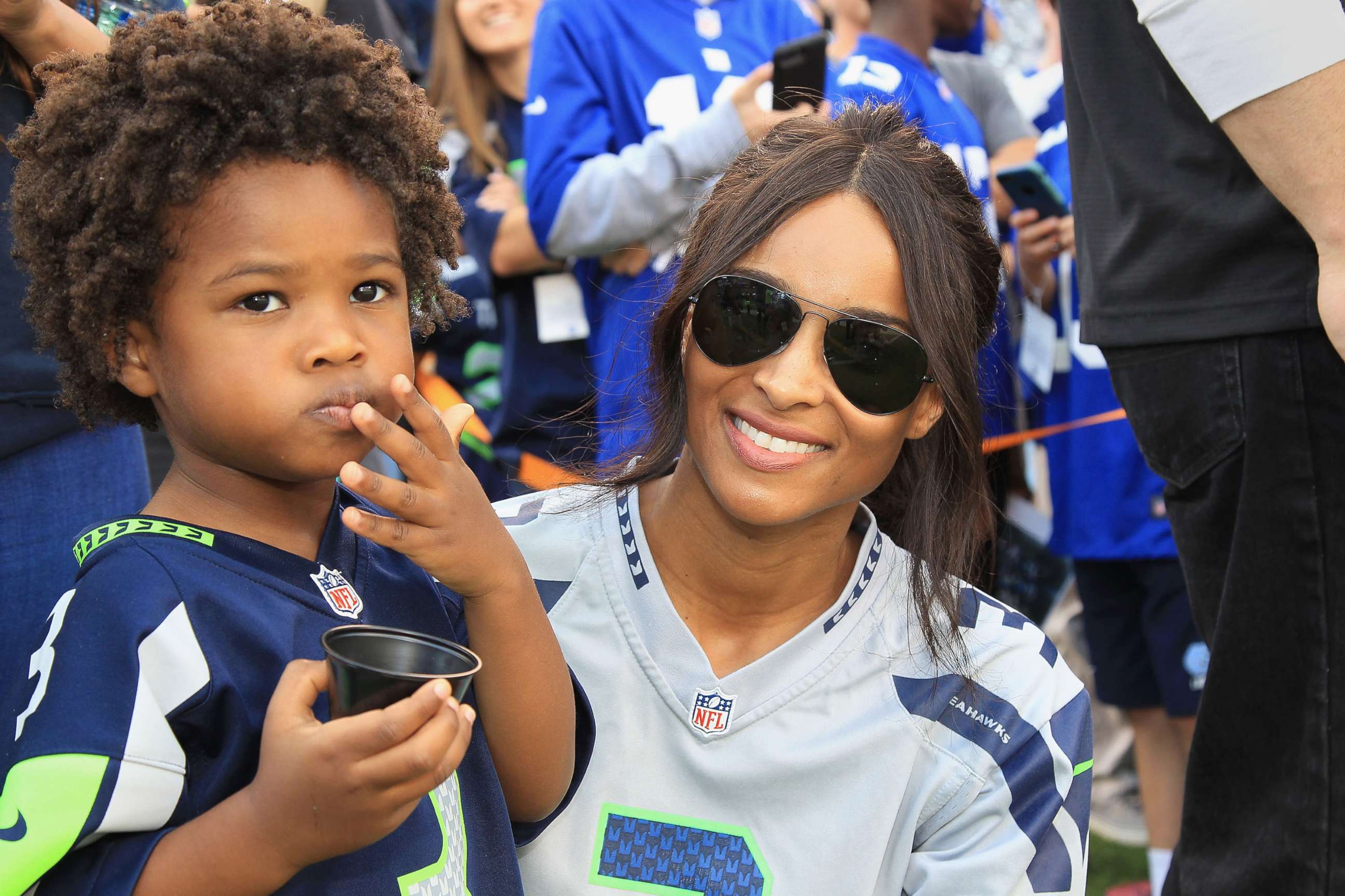 PHOTO: Ciara and her son, Future Zahir, attend the Seattle Seahawks vs. New York Giants game at MetLife Stadium, Oct. 22, 2017 in East Rutherford, New Jersey.