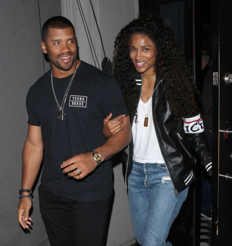 PHOTO: Ciara and Russell Wilson are all smiles as they leave Craig's Restaurant after having dinner in West Hollywood, Calif, March 9, 2018.