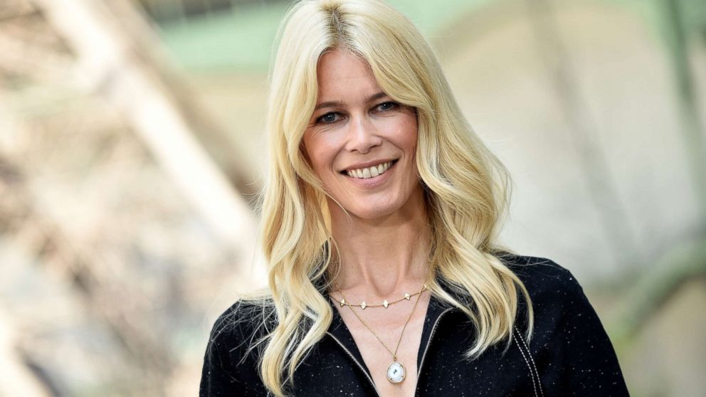 Claudia Schiffer attends the Chanel Haute Couture Fall/Winter 2017-2018 show as part of Haute Couture Paris Fashion Week, July 4, 2017, in Paris.