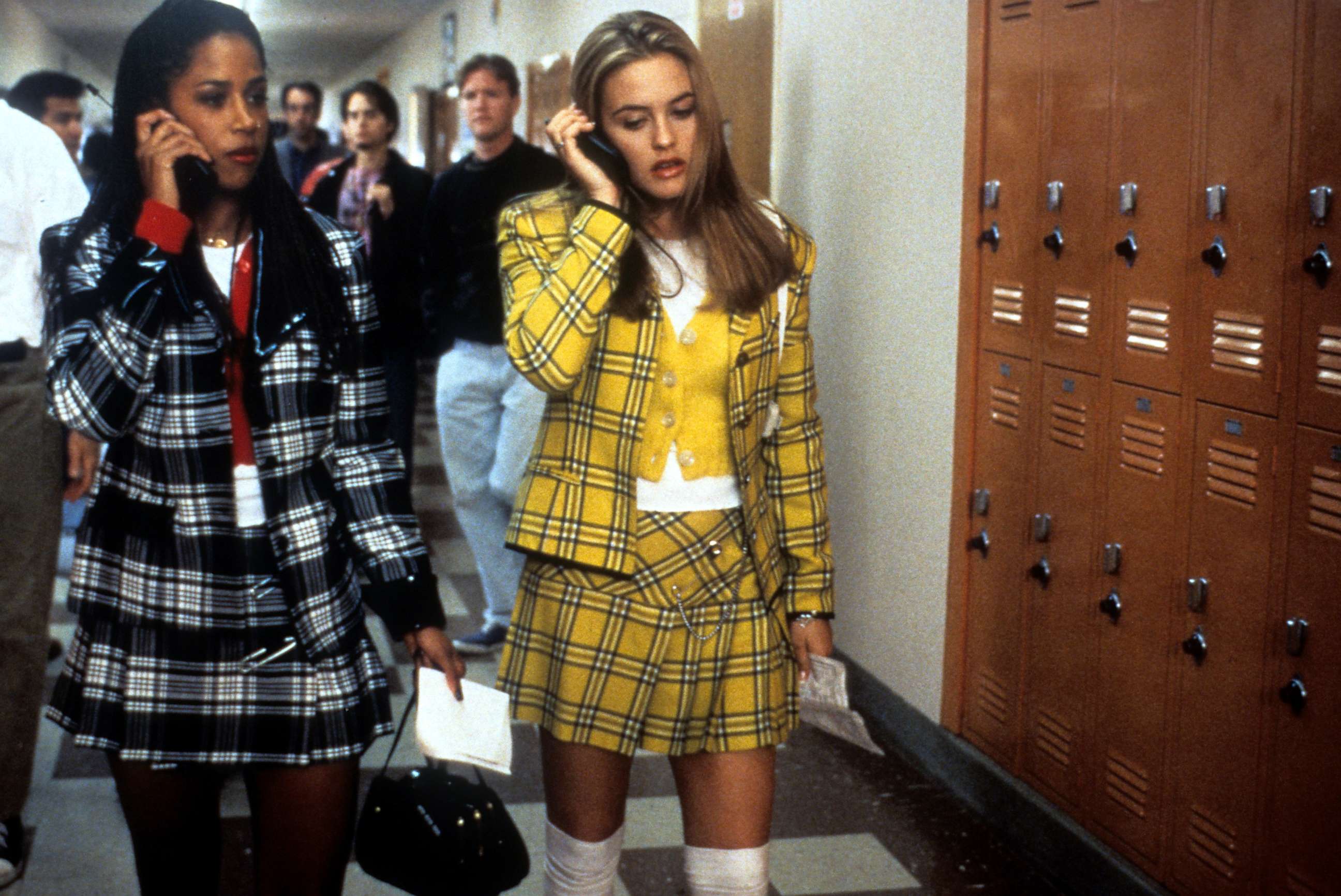 PHOTO: Stacey Dash and Alicia Silverstone talk on their mobile phones in a scene from the film "Clueless," 1995.