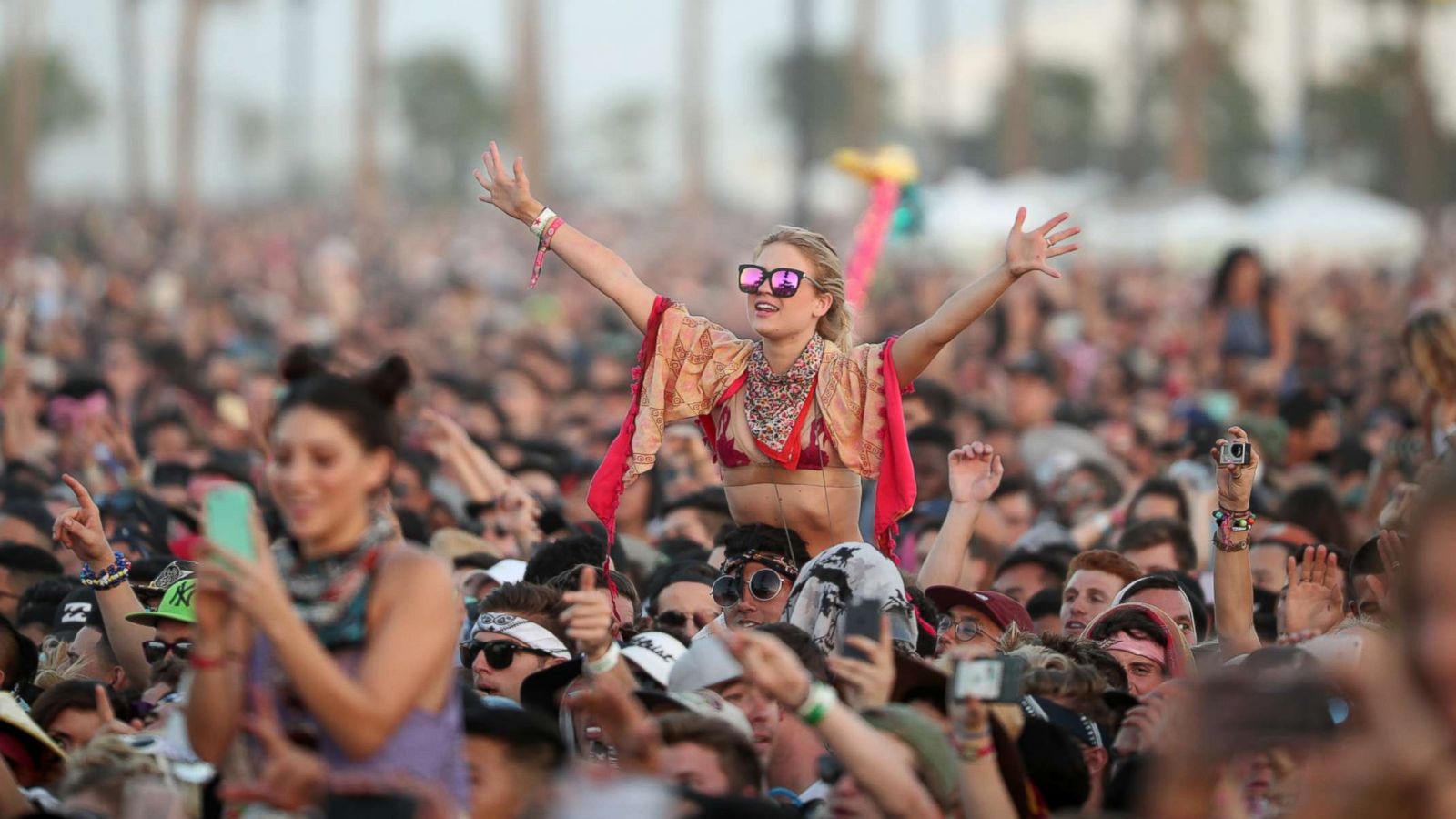 PHOTO: Festivalgoers attend day 3 of the 2017 Coachella Valley Music & Arts Festival at the Empire Polo Club on April 23, 2017 in Indio, Calif.