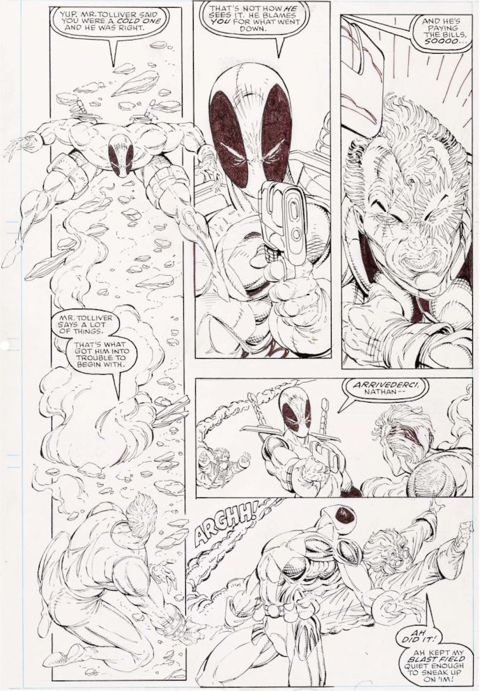 PHOTO: A page of art from the comic featuring the first appearance of Deadpool, will be up for sale. 
