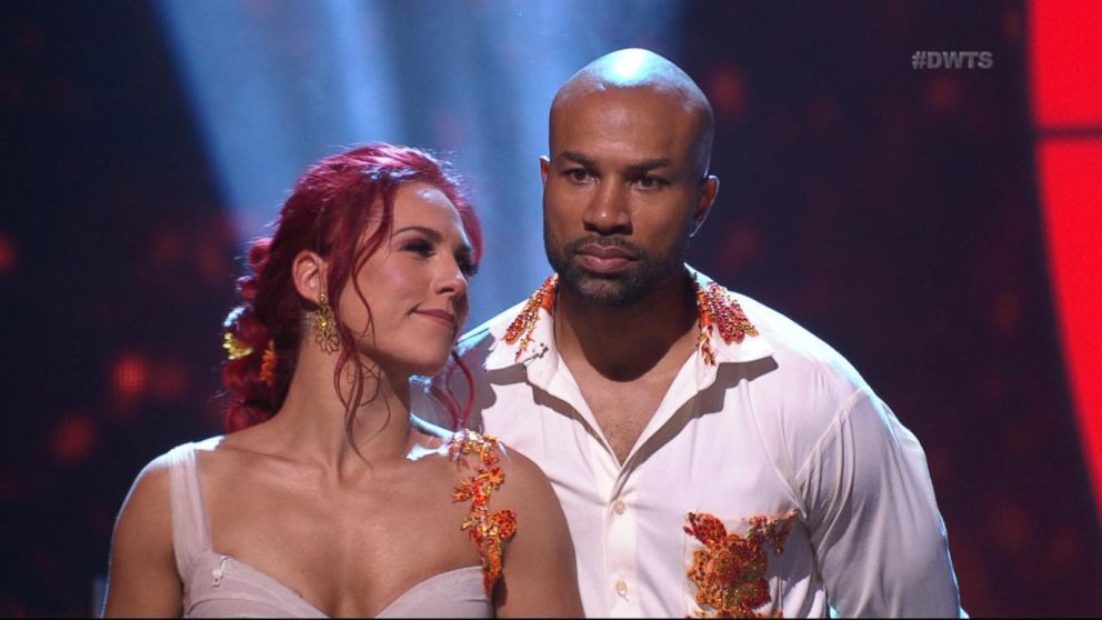 PHOTO: Pro dancer Sharna Burgess and Derek Fisher appear on "Dancing with the Stars," Oct. 9, 2017.