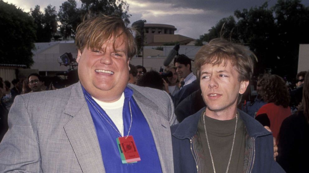 PHOTO: Chris Farley and David Spade at the 2nd annual MTV Movie Awards, June 5, 1993.