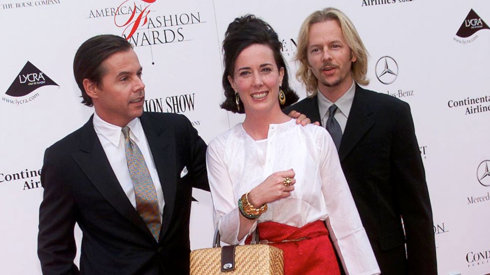 PHOTO: Kate Spade with husband Andy (L) and brother-in-law David Spade arrive at the 20th Annual American Fashion Awards at Avery Fisher Hall, Lincoln Center in New York City, June 14, 2001.