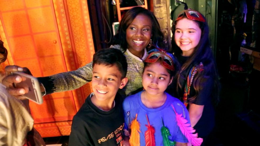 ABC News' Deborah Roberts takes a selfie with students Anabelle Brisita, Preya Paul and Anthony Isaac from PS 127 in Queens, New York. They and about 40 others from the school performed on Broadway as part of the Disney Musicals in School Program.
